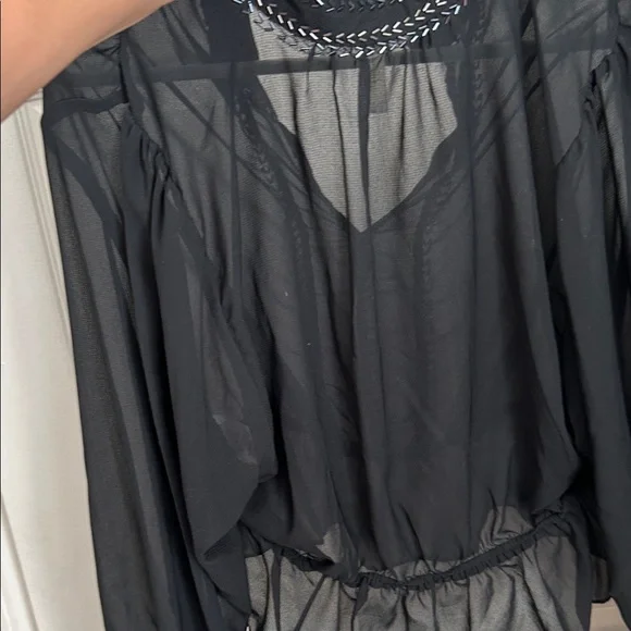 Free People Black Blouse with Embroidered Details - Picture 4 of 4